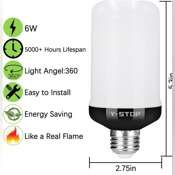 NWT LED Flame Light Bulbs, 4 Modes Flickering Light Bulb with Upside Down Effect - Picture 6 of 6
